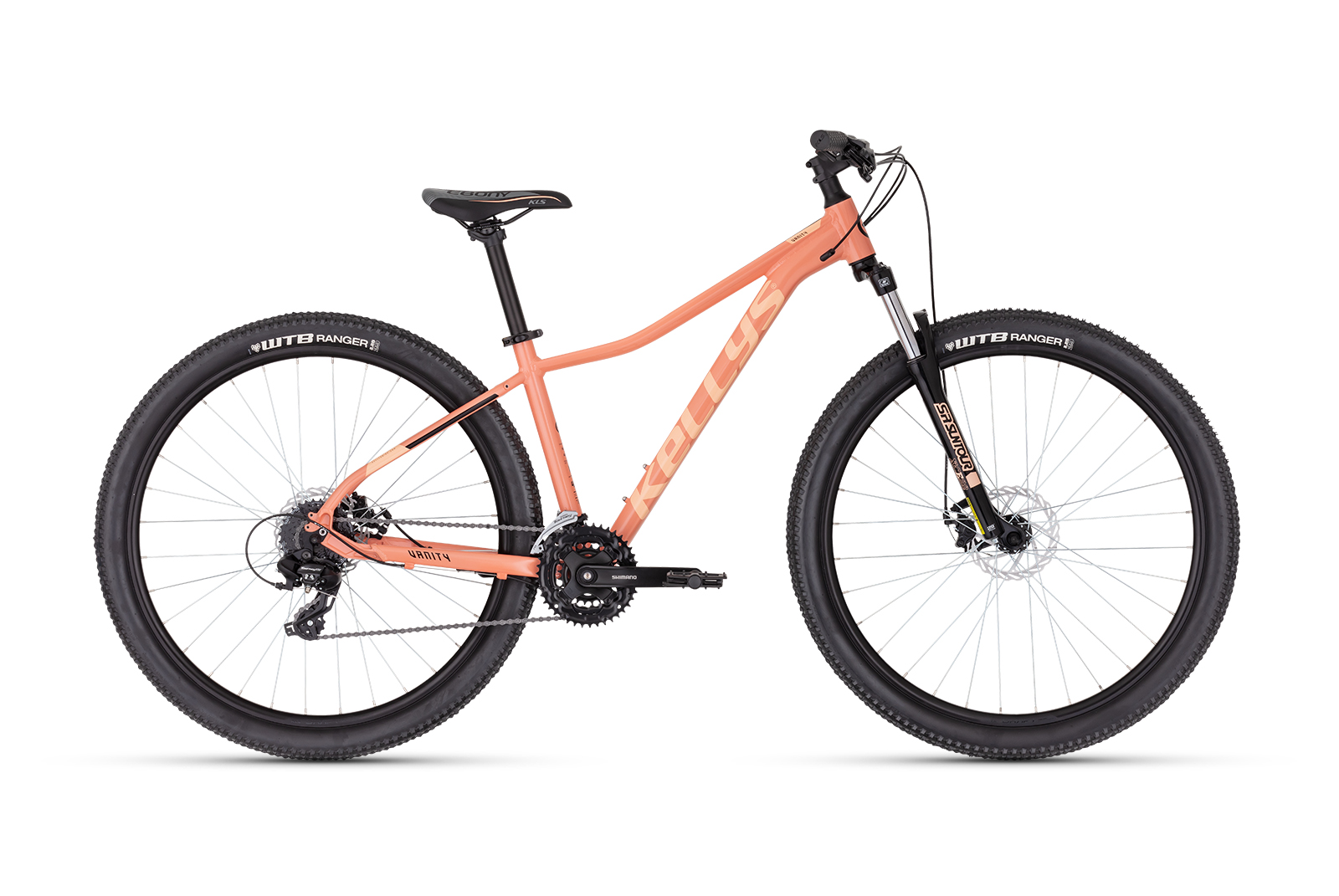Bicicleta Mtb dama Kellys Vanity 30 Desert Flower 27.5″ Pedalier: SHIMANO TY301 (42x34x24T) - length 170 mm (S), 175 mm (M)