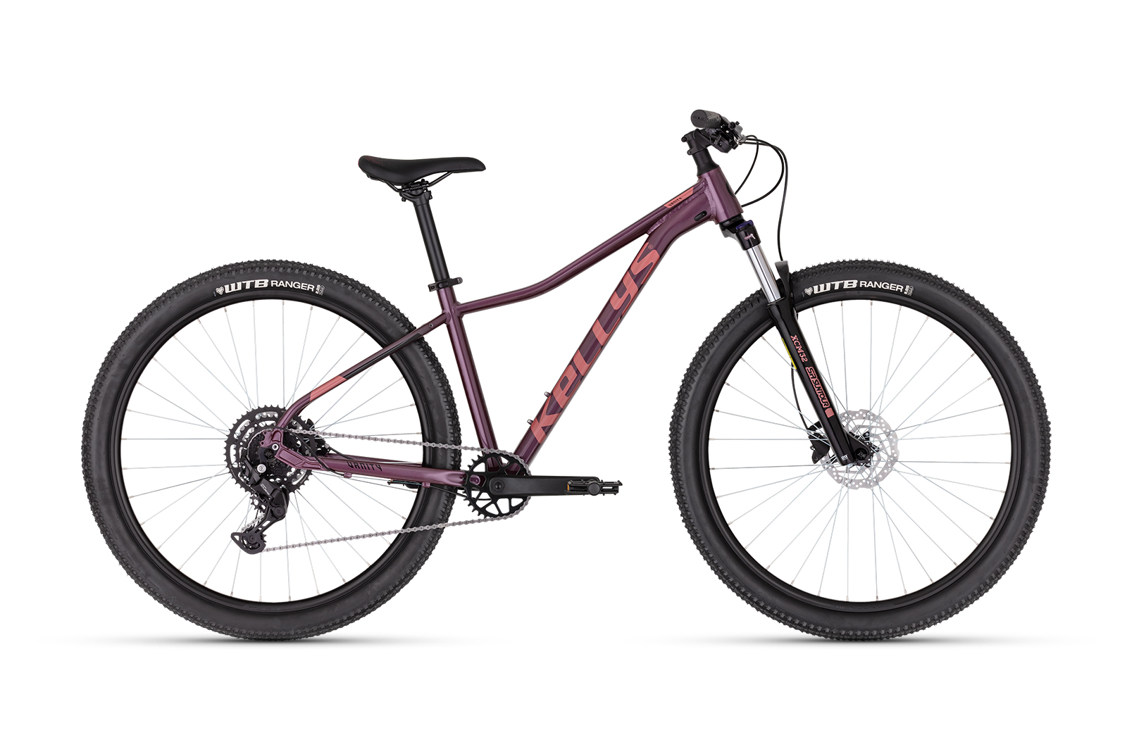 Bicicleta Mtb dama Kellys Vanity X70 Raspberry Furca: SR SUNTOUR XCM32 NLO DS (29"), 100 mm, coil / Speed Lockout