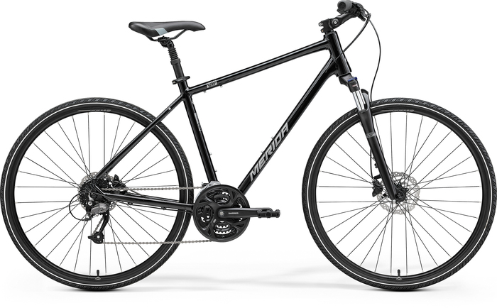 Bicicleta barbati Merida CROSSWAY 40 S(47) Black silver Schimbator fata: Shimano FD-M370