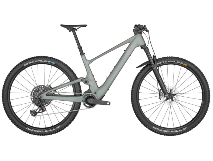 Bicicleta electrica Full Suspension Scott Lumen eRide 900 verde gri cadru din carbon