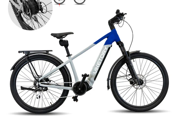Bicicleta electrica adulti gri albastra Viketory Ventix Urban bicicleta asistata electric Baterie 15Ah 48V