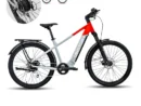 Bicicleta electrica adulti gri rosie Viketory Ventix Urban bicicleta asistata electric Schimbatoare Shimano 7 viteze