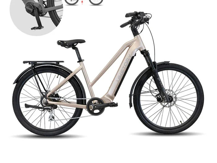 Bicicleta electrica dama alb sidefat Viketory Arenox Plus Urban bicicleta asitata electric Motor 250W