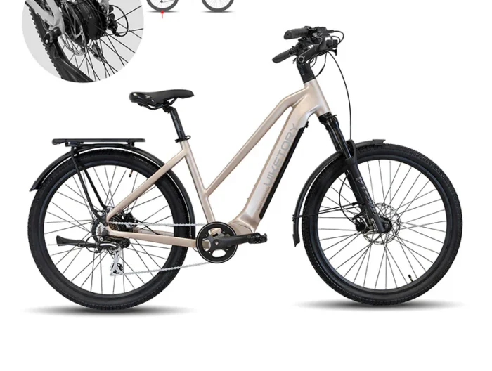 Bicicleta electrica dama alb sidefat Viketory Arenox Urban bicicleta asitata electric Baterie 48V 15 Ah