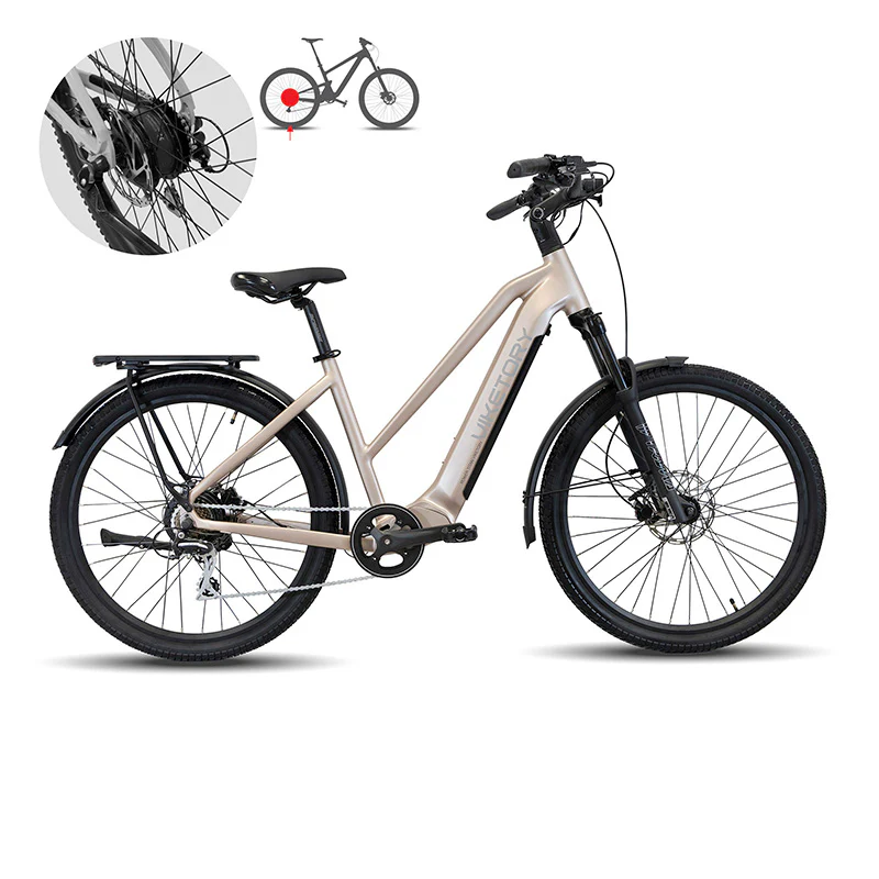 Bicicleta electrica dama alb sidefat Viketory Arenox Urban bicicleta asitata electric Baterie 48V 15 Ah
