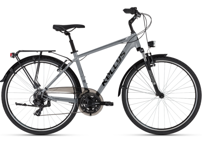 Bicicleta trekking Kellys Carson 10 Moonstone Grey 28 inch Furca: SR SUNTOUR M3010 P, 50 mm, coil spring (threaded steerer)