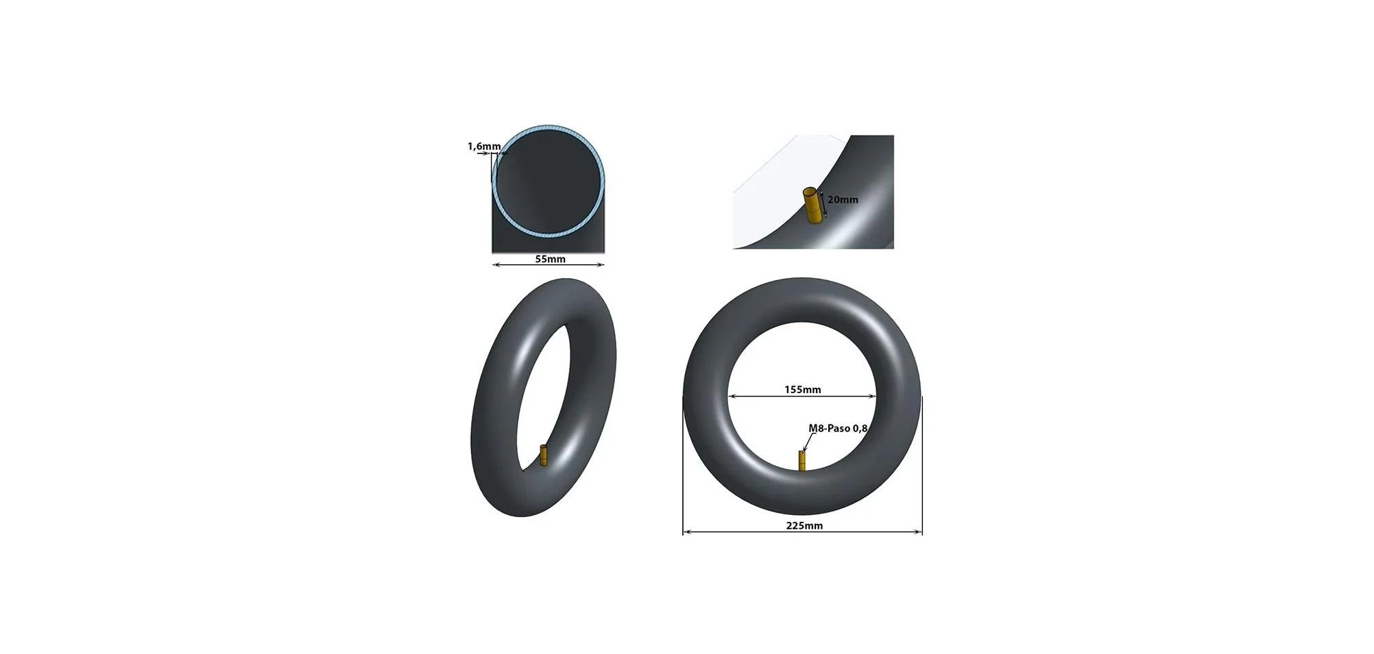 Camera trotineta electrica 10×2.125 ventil drept eWheel compatibil cu cariucior copii Camera rezistenta
