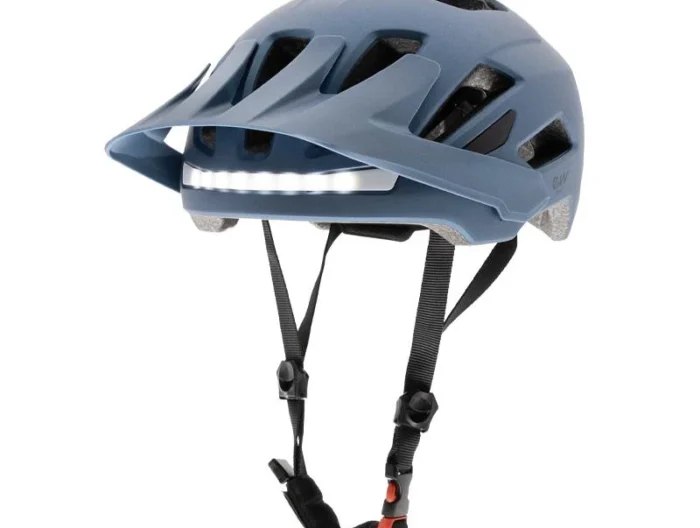 Casca Bicicleta cu lumina fata, spate integrata cu incarcare USB albastra greutate 550 grame