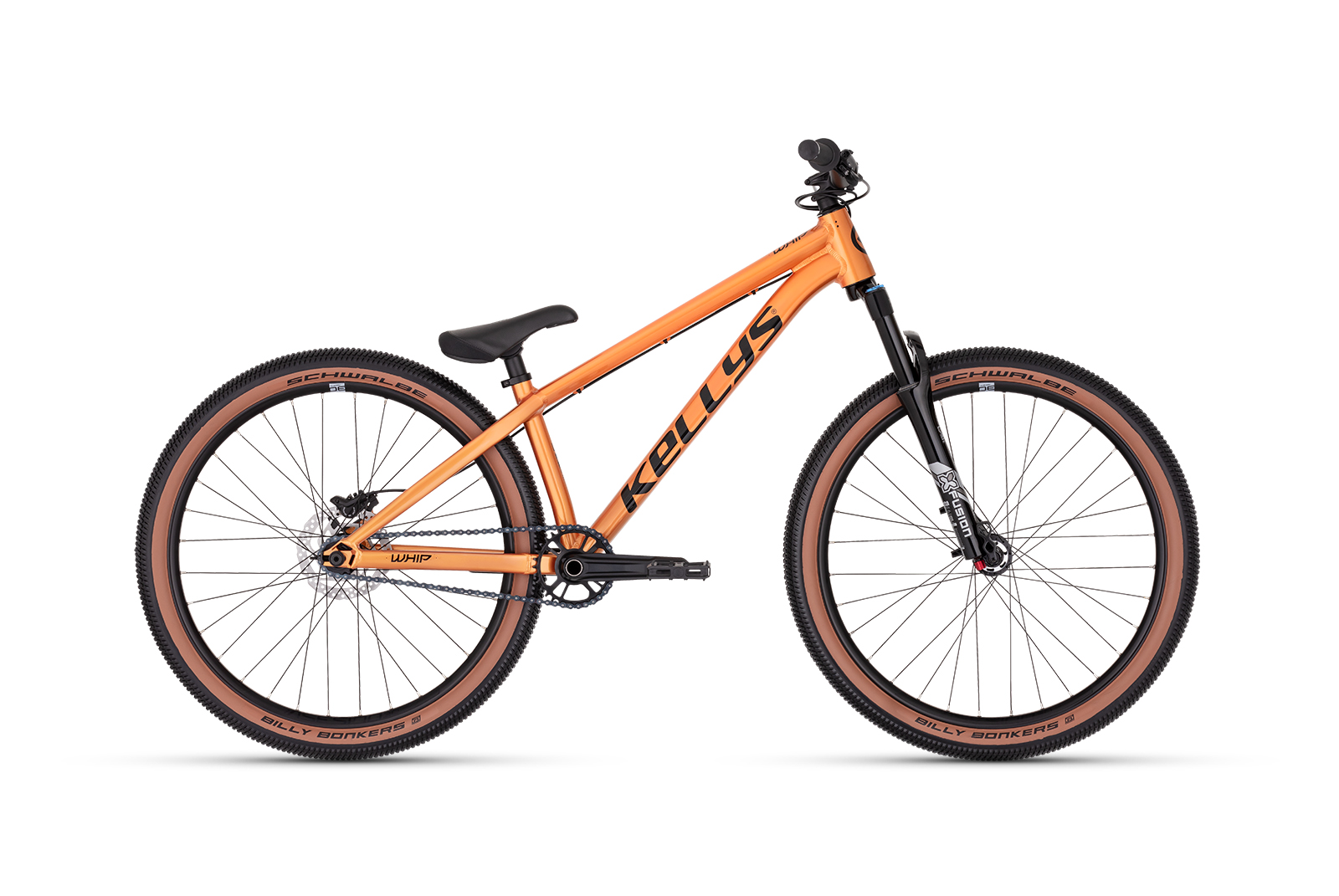 Dirtbike Kellys Whip 70 DJ Dusty Orange 26 inch Furca: X-FUSION Slant RC (26"), 100 mm, air / RC Damper / LockX 15 mm thru axle