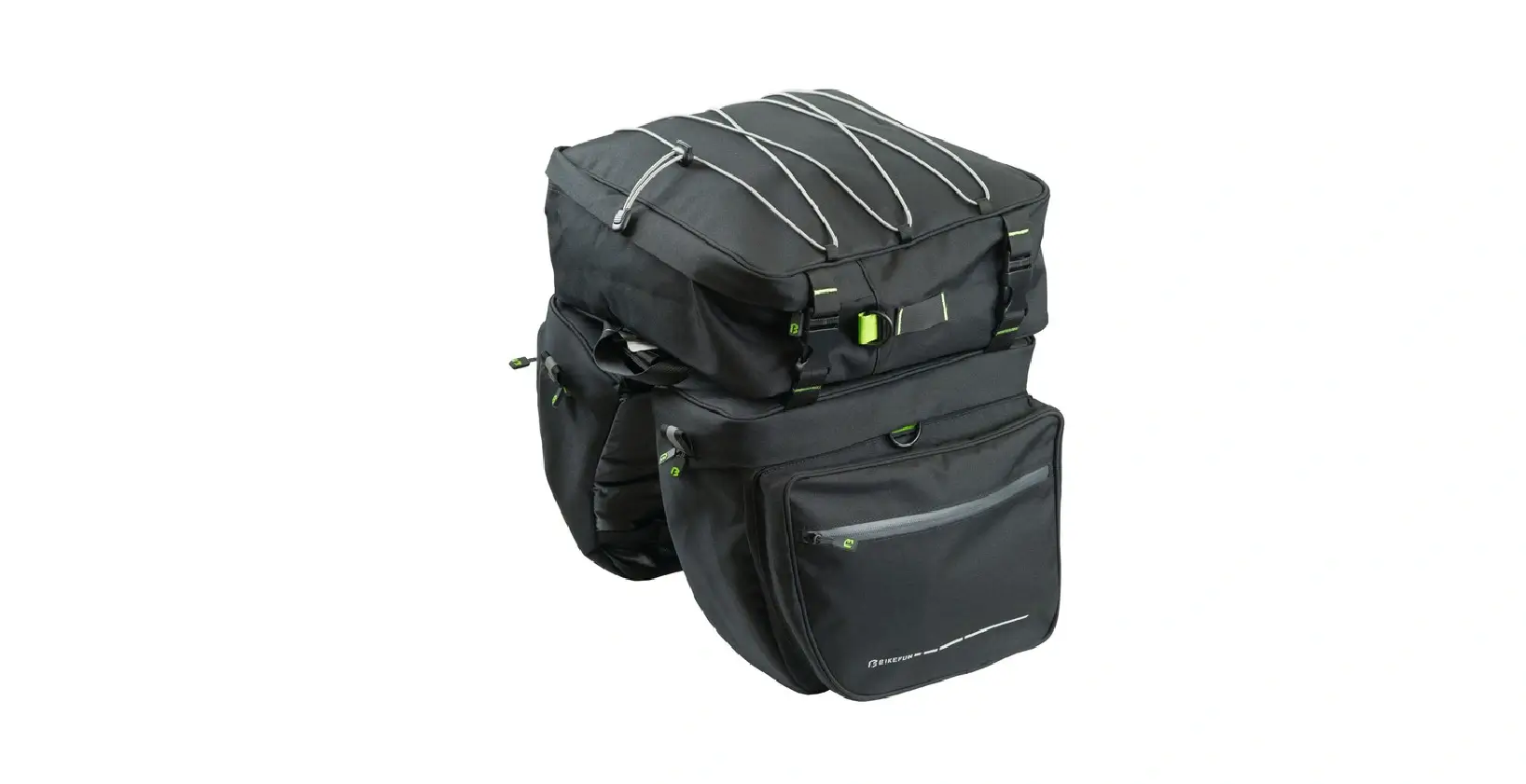 Geanta bicicleta neagra Bikefun Pannier Voyager prindere pe portbagaj geanta portbagaj Bicicleta