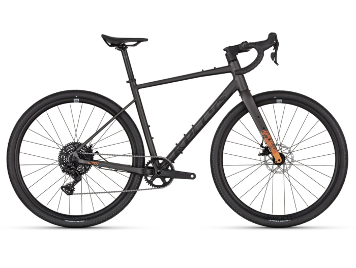 Gravel bike Kellys Groot 30 Graphite Grey Cadru: KELLYS Gravel Concept Aluminium alloy Disc / 1.5" tapered HT, aerodynamic internal cable routing, flat mount disc brake / 12 mm thru axle