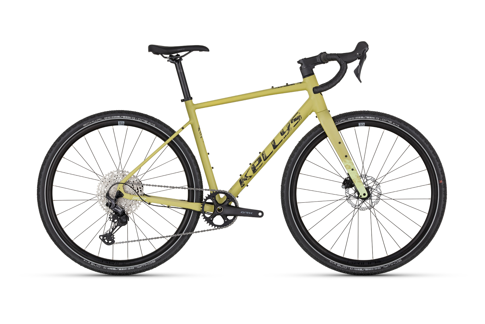 Gravel bike Kellys Groot 90 Dusty Yellow Furca: KELLYS Carbon Disc, 1.5 tapered steerer / flat mount disc brake / internal routing / 12 mm thru axle
