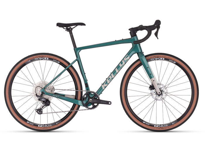 Gravel bike Kellys Soot X90 emerald green Furca: KELLYS Carbon Disc, 1.5 tapered steerer / flat mount disc brake / internal routing / 12 mm thru axle