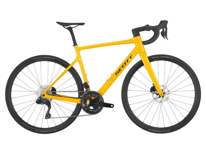 Gravelbike carbon Scott Addict 40 galben Schimbatoare electrice Shimano 105 Di2