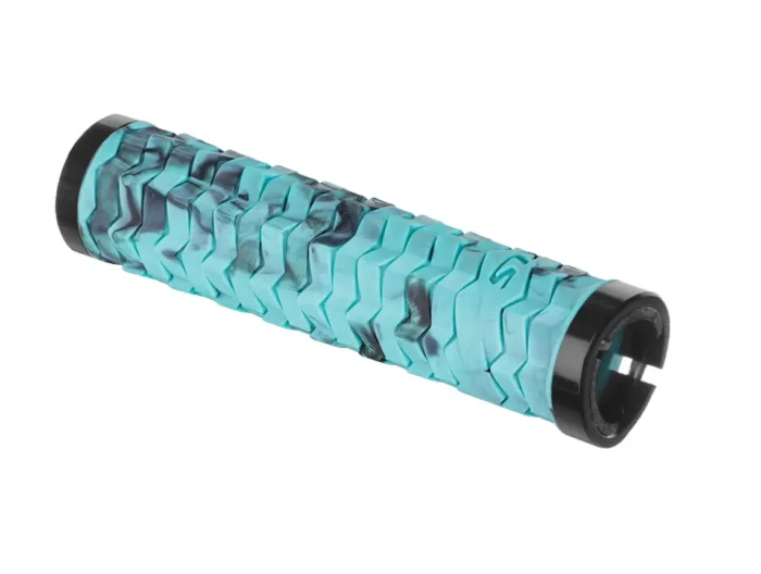 Mansoane bicicleta LockOn turquoise negru Kellys Poison, mansoane colorate.